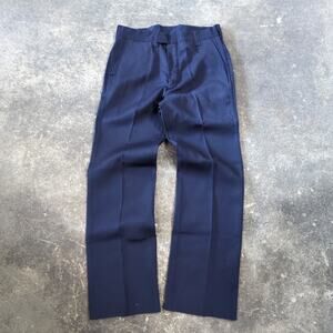 Vintage Fire Fighter Utility Uniform Pants 34x34 Dark Blue Bootcut Creased 70s